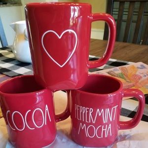 New HTF Rae Dunn red mug bundle